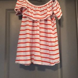 Old Navy Orange/White Striped Off the Shoulder Top